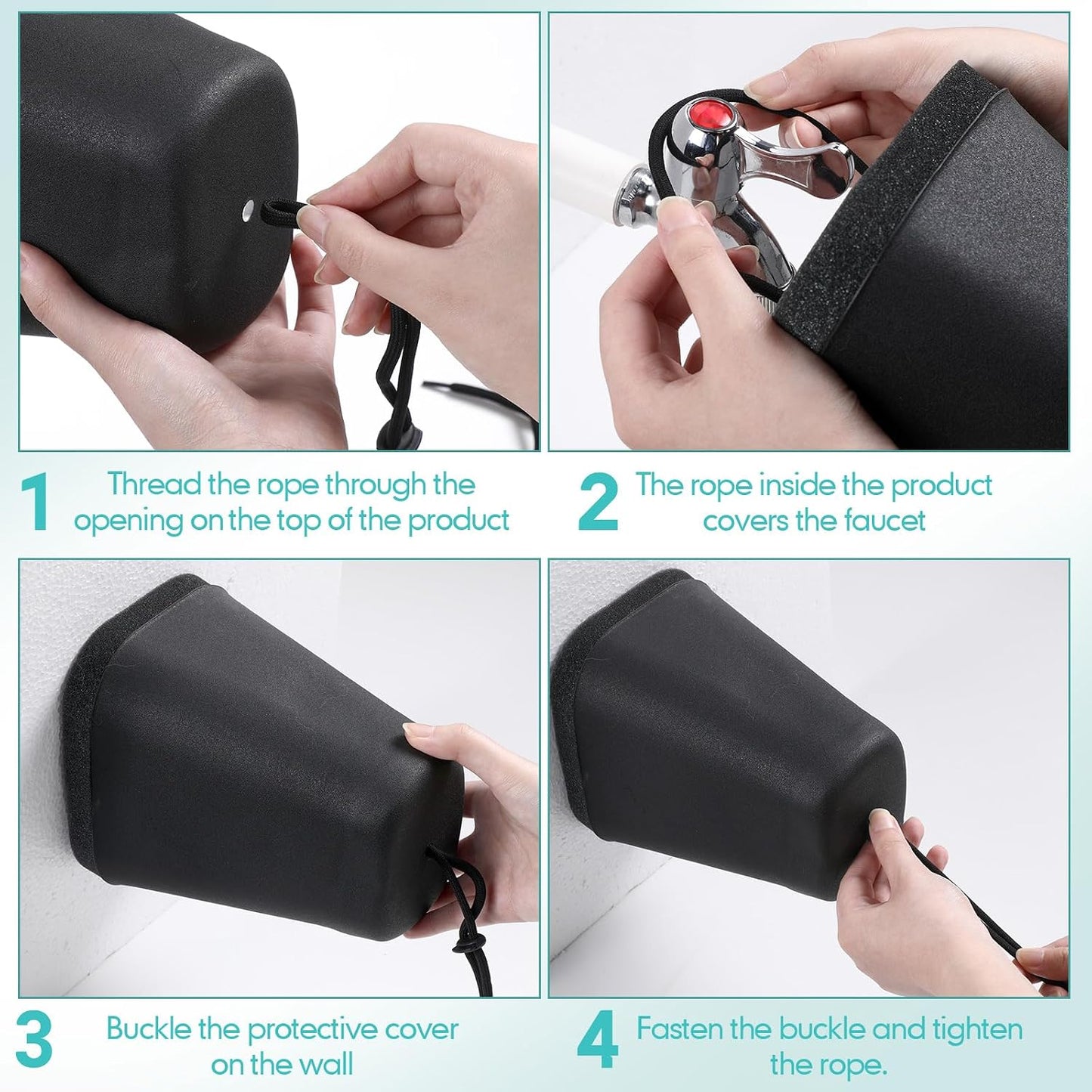 VIHOSE 2 Pcs Large Outdoor Faucet Covers for Winter 7.5 x 6.3 x 5.12 Inch Plastic Spigot Cover for Freeze Protection with Thick Foam Inside for Garden Cold Freeze Proof (Black)