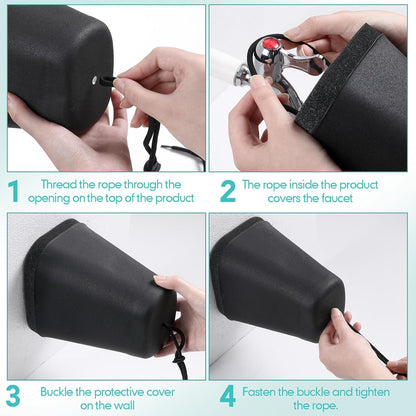 VIHOSE 2 Pcs Large Outdoor Faucet Covers for Winter 7.5 x 6.3 x 5.12 Inch Plastic Spigot Cover for Freeze Protection with Thick Foam Inside for Garden Cold Freeze Proof (Black)