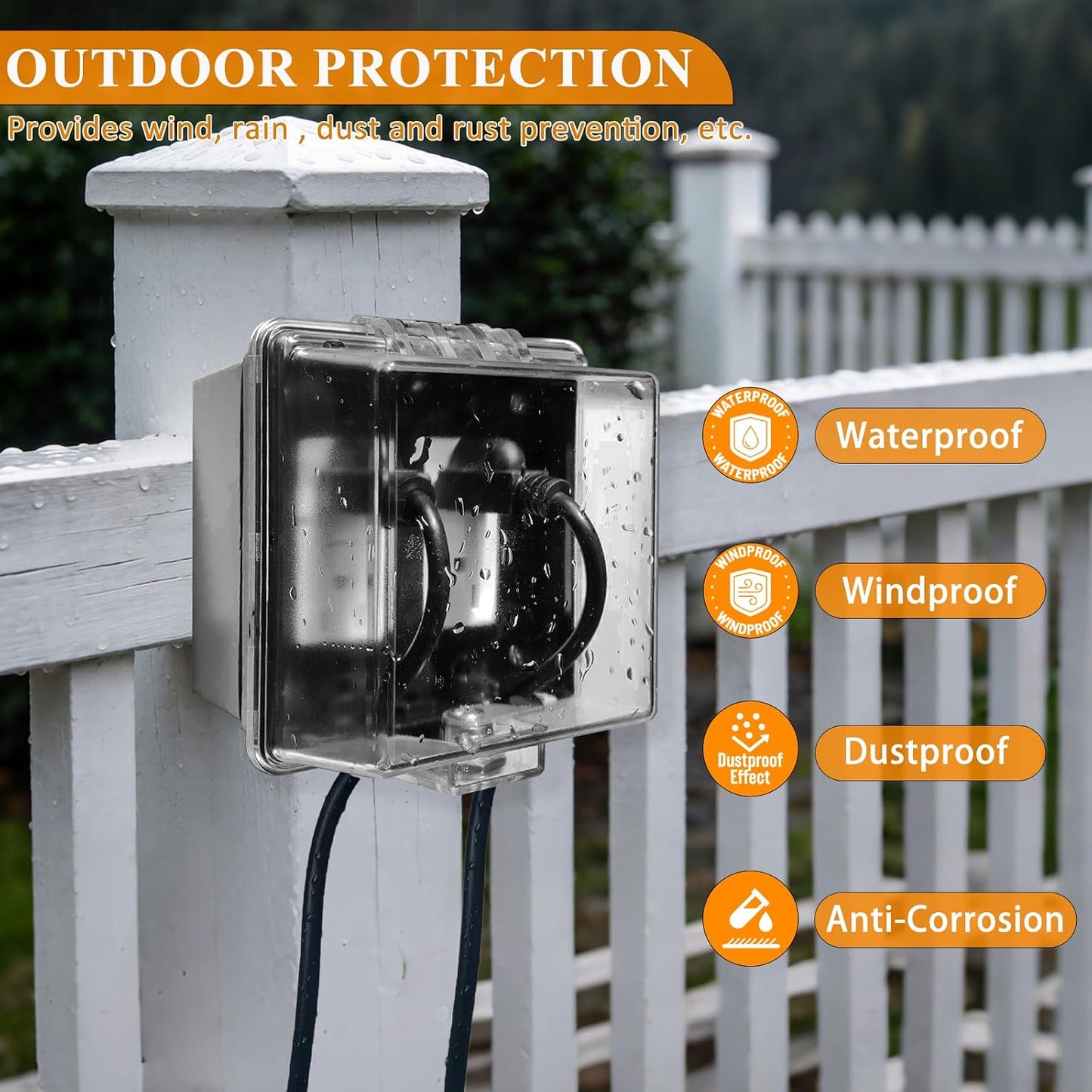 Outdoor GFCI Outlet with in Use Cover and Waterproof Lockable Box Kit,1 Gang, 15 Amp TRWR Self-Test GFI Receptacle,Electrical Baby Proof Self-Lock Covers,1 Pack