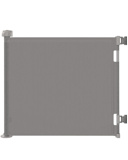 Retractable Baby Gate for Stairs & Doorways, 55" Wide x 33.6" Tall Easy Installation Mesh Dog Gate for Indoor & Outdoor Use,Pet and Dog Safety Gate for Hallways(Grey)
