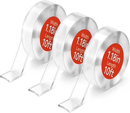 Comix Double Sided Tape Heavy Duty, 1.18" x 120"(10ft), Removable Washable Nano Tape, Residue-Free, Multipurpose Reusable Gel Mounting Tape, 1 Roll