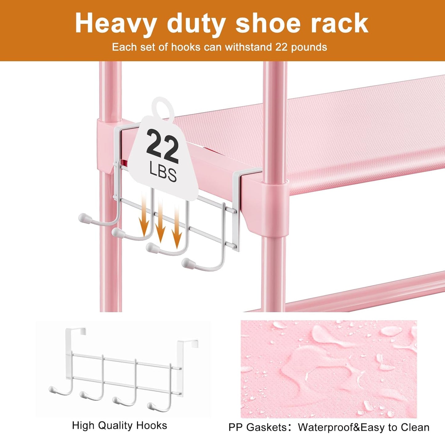 WOWLIVE 9 Tiers Large Shoe Rack Storage Organizer for Closet 50-55 Pairs Shoe Tower Unit Shelf Stackable Shoe Rack with Metal Pipes Plastic Connectors Black(SSS3B9)