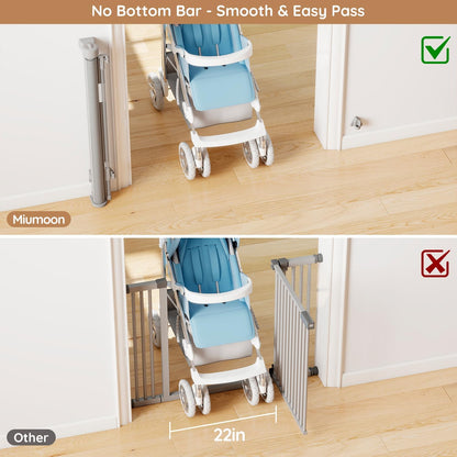Miumoon One-Hand Operation Retractable Baby Gates, 71 inch Retractable Gate with Reinforced Strip Design to Prevent Crawling Through, 6 FT Retractable Dog Gate for Stairs, Doorways, Hallways