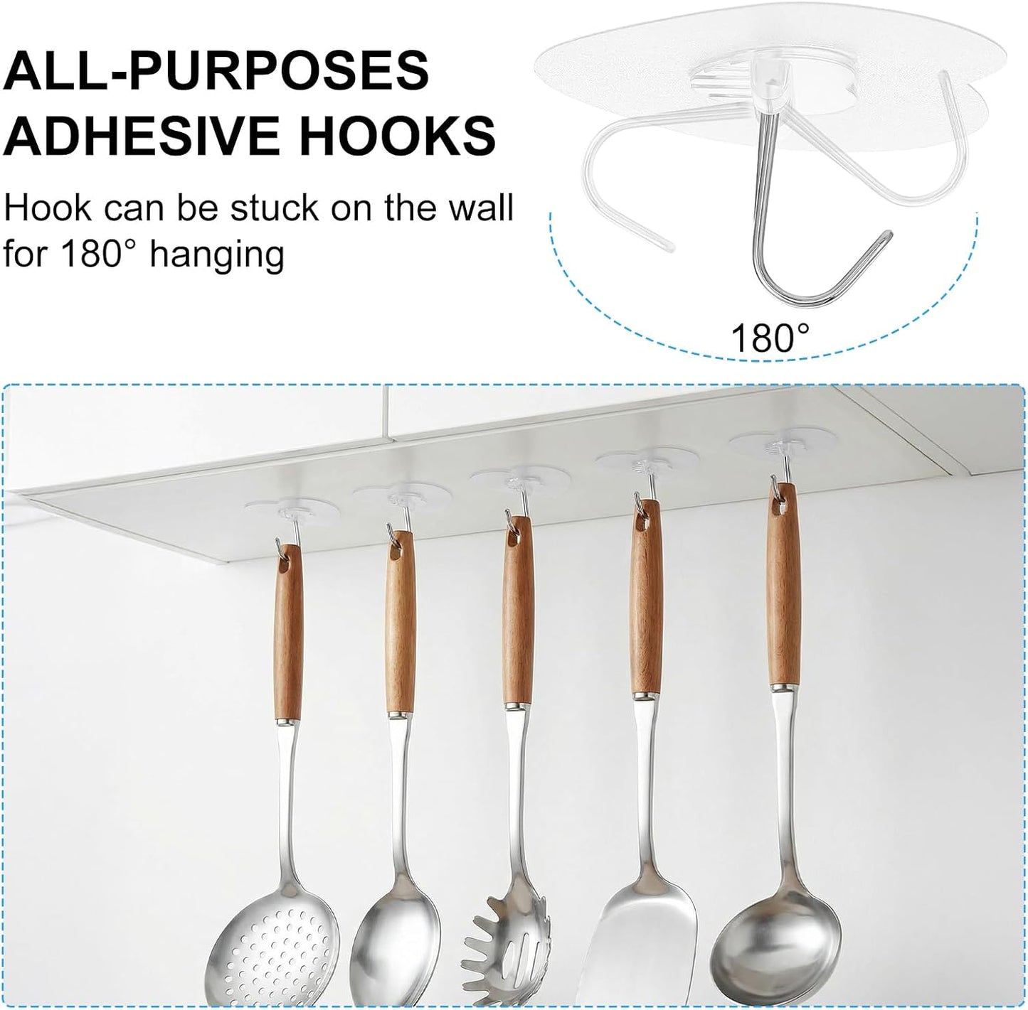 40 PCS Adhesive Wall Hooks Heavy Duty Adhesive Wall Hooks Utility Waterproof Towel Coat Hook Transparent Self-Adhesive Sticky Hook for Hanging Bathroom Shower Kitchen Keys Door Outdoor Home