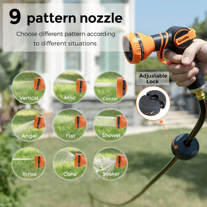 Giraffe Tools Retractable Garden Hose Reel 1/2 Inch x 100 ft, Super Heavy Duty, Any Length Lock, Slow Return System, Wall Mounted and 180 Deg Swivel Metal Bracket