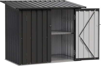Aoxun Outdoor Storage Cabinet, 35 Cu.Ft Metal Storage Shed with Floor, All-Weather Outdoor Storage Box with Hydraulic Lid, Lockable Doors for Patio Garden Garage, Black