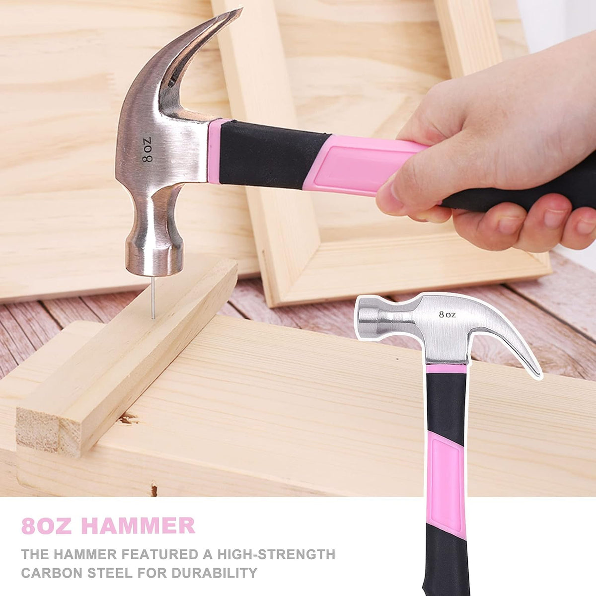 FASTPRO 15-Piece Pink Tool Kit, Household Tools Set for Women, Hand Tools for Home Maintenance & Repairing, Includes Tool Bag