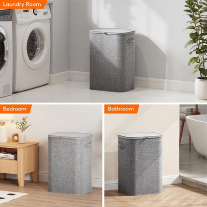 Lifewit 165L Large Laundry Basket with Lid, Laundry Hamper with Plastic Handles and Removable Bag, Foldable Tall Dirty Clothes Hampers for Laundry for Laundry Room, Bedroom, Bathroom, Dorm, Beige