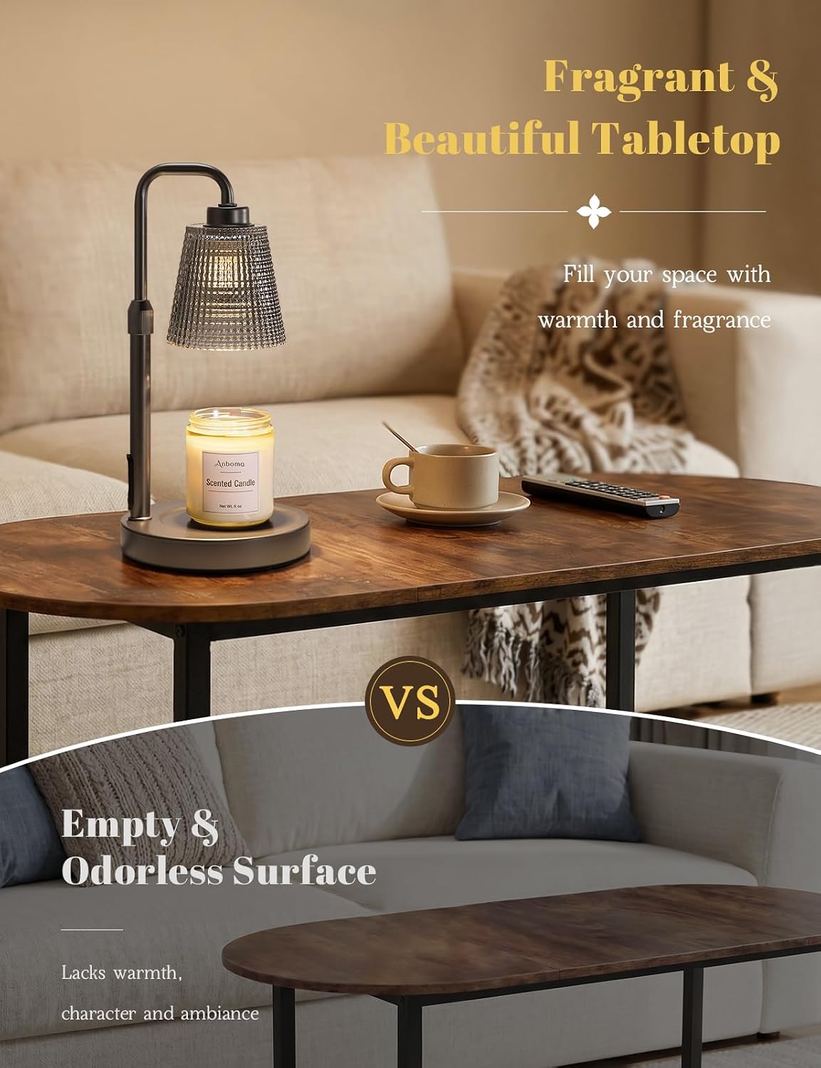 Candle Warmer Lamp with Timer Dimmable, Wax Warmer for Scented Jar Candles, Adjustable Height Candle Lamp for Home Decor, Birthday Gifts for Women Mom House Warming Gifts, Matte Black