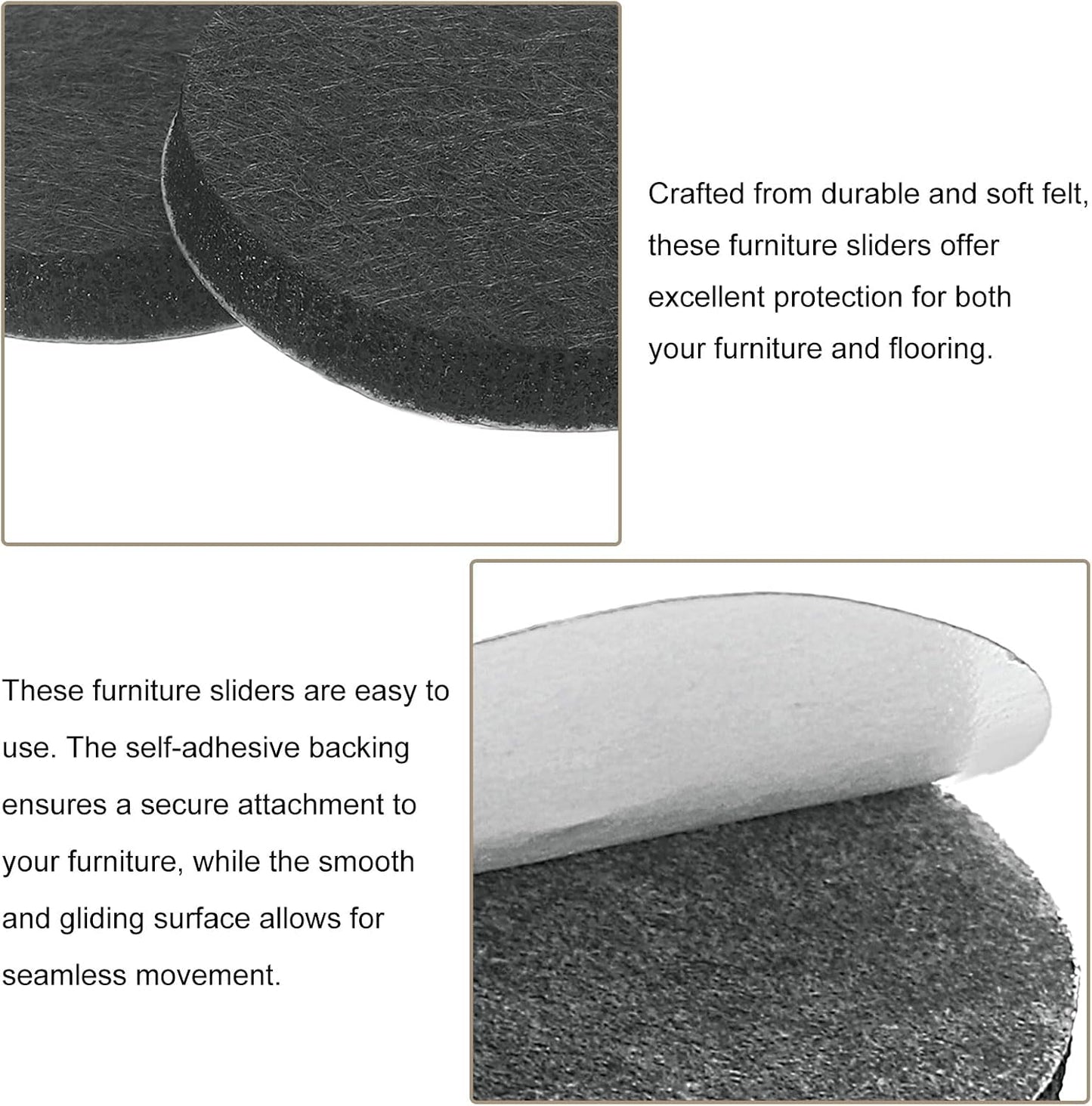 uxcell Furniture Pads, 36Pcs 0.5" - Round Self Adhesive Felt Furniture Pads, Floor Protectors for Furniture Feet Chairs Legs Hardwood Floors (Black)