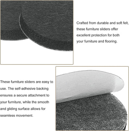 uxcell Furniture Pads, 36Pcs 0.5" - Round Self Adhesive Felt Furniture Pads, Floor Protectors for Furniture Feet Chairs Legs Hardwood Floors (Black)