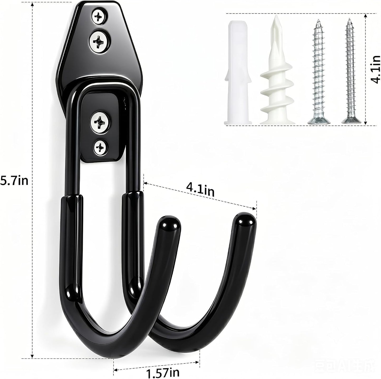 Hose Hanger Wall Mount 2 Pack,Heavy Duty Hose Holder with Screws Metal Hose Hangers for Outside,Hose Rack Suitable for Garage,Garden and Yard,Black