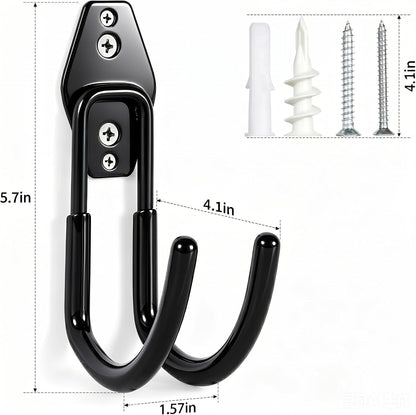 Hose Hanger Wall Mount 2 Pack,Heavy Duty Hose Holder with Screws Metal Hose Hangers for Outside,Hose Rack Suitable for Garage,Garden and Yard,Black