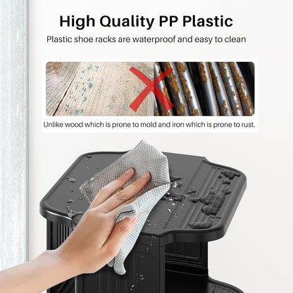 Kitstorack 8-Tier Vertical Plastic Shoe Rack, Freestanding Stackable Storage Organizer for Small Closets and Tight Spaces
