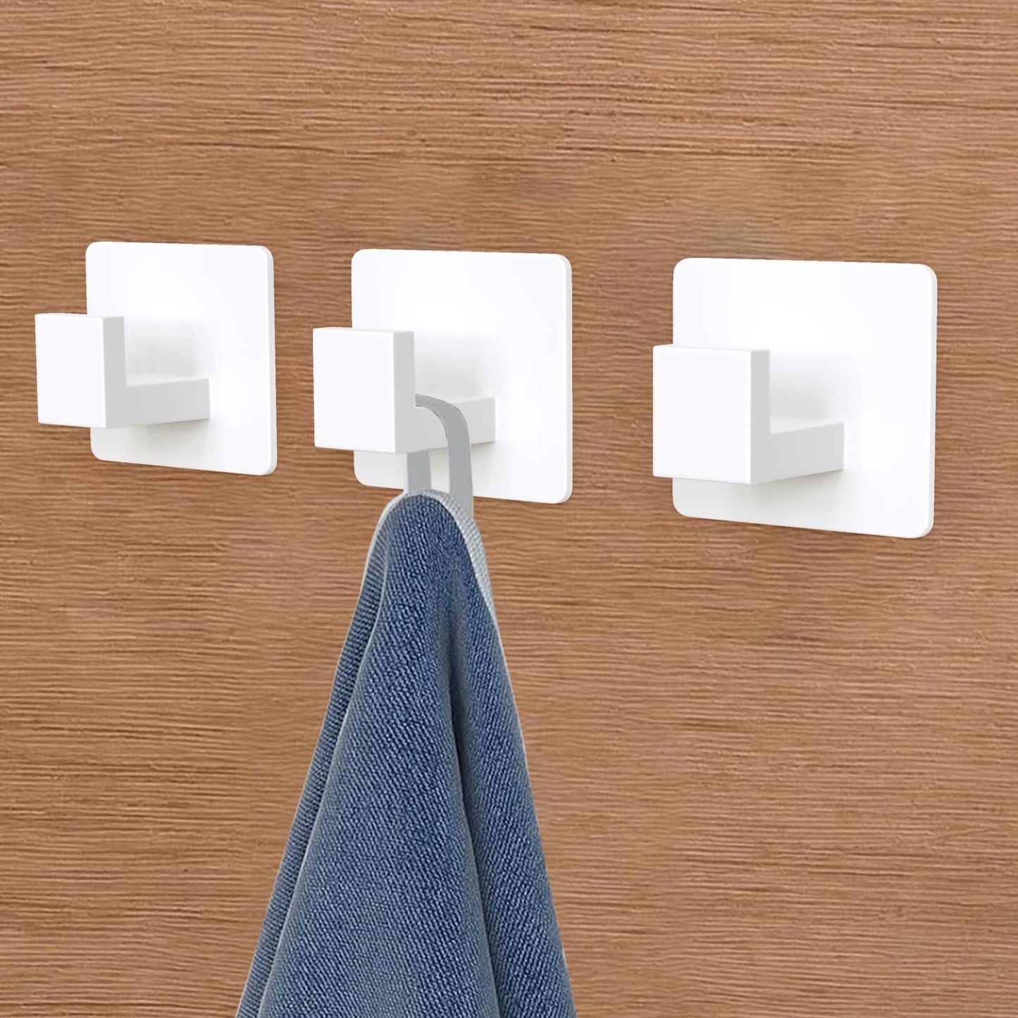VAEHOLD 4 Pack Adhesive Towel Hooks, Heavy Duty Wall Hooks Aluminum Hooks Stick on Door, Kitchen, Bathroom for Hanging Coat, Hat, Towel, Robe, Clothes (Black)