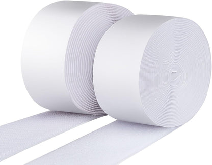 3 Inch x 20 Feet Adhesive Hook and Loop Tape, Nylon Heavy Duty Interlocking Tape, White Self Adhesive Hook and Loop Roll for Screen Window Sofa Cushions Carpet Wall Hanging