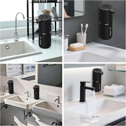 OHIFAST Automatic Foaming Soap Dispenser Touchless, USB Rechargeable Smart Hand Soap Dispenser, 6-Level Adjustable, 12.8oz/380mL Wall Mounted for Bathroom Kitchen Dish Soap-White