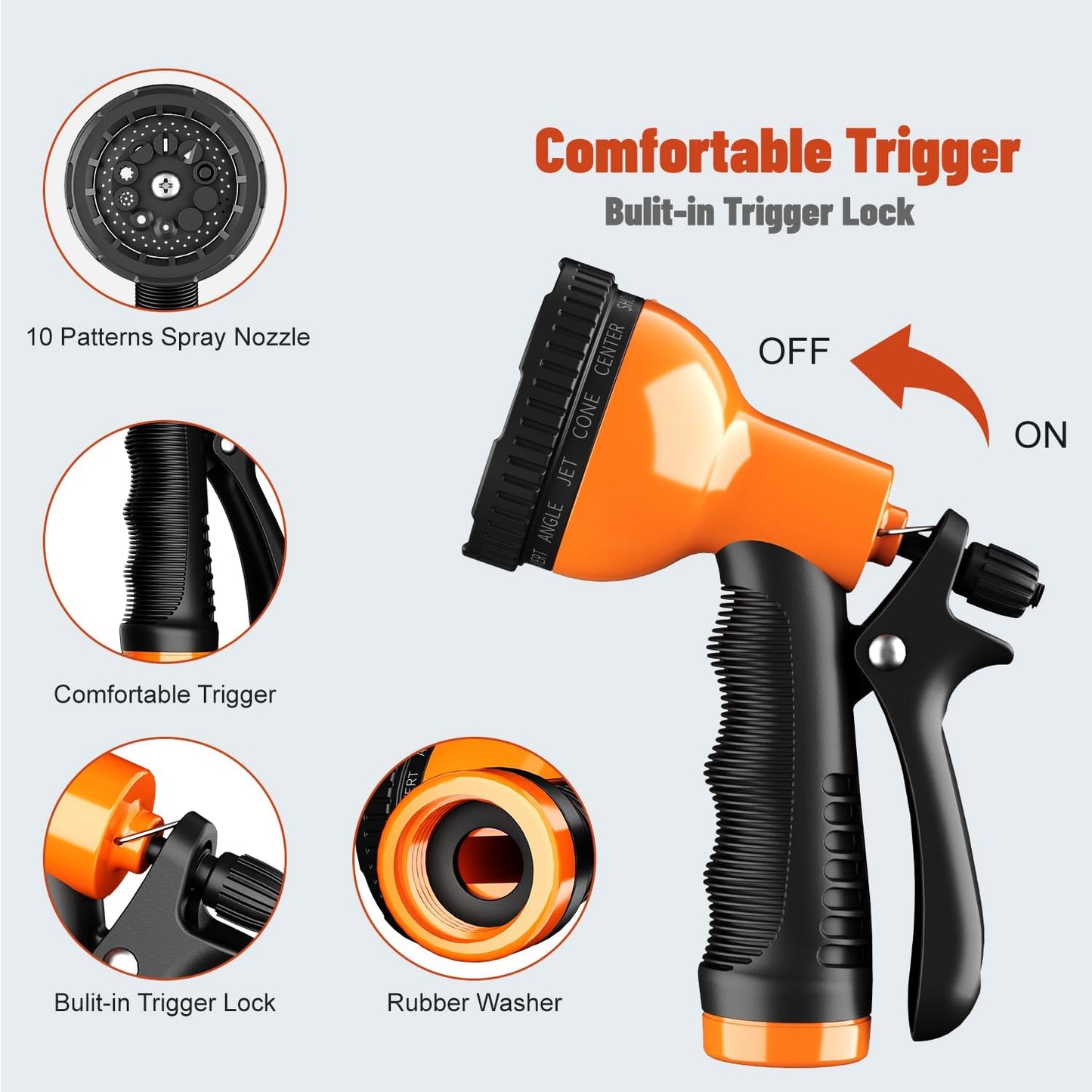 Besiter Garden Hose Nozzle Sprayer: 2 Pack 10 Watering Patterns Spray Nozzles Heavy Duty Hose Head Hose Attachment
