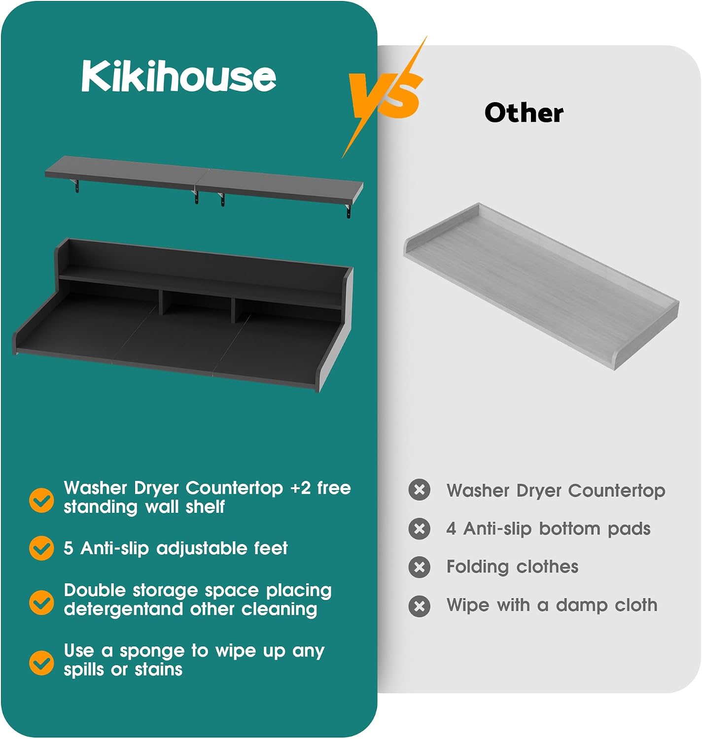 Washer Dryer Countertop, Laundry Countertop Over Washer And Dryer, Washer And Dryer Covers For The Top For Laundry Room Organization, Washer And Dryer Countertop Shelves (Oka Brown, 53.9*27.5*12)