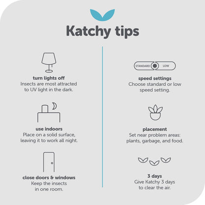 The Original Katchy Indoor Insect Trap - Fan Powered with UV Light - Fruit Fly Traps for Indoors - for Fruit Flies, Gnats, Mosquitoes, Moths (Black)
