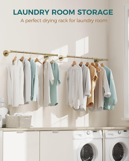 OROPY 33" Industrial Pipe Clothing Rack, Wall Mounted Clothes Rack | Closet Rods for Hanging Clothes, Multi-purpose Hanging Rod for Laundry Room, Bedroom and Closet Storage
