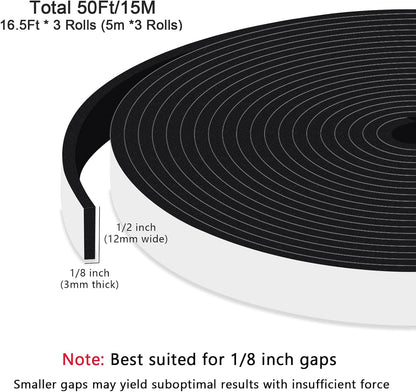 Strong Adhesive Weather Stripping, High Density Weatherproof Weather Stripping Door Seal Strip for Sliding Door, Windows,Noise-Reduction Foam Sealing Strip, White(1/2 in x 1/4 in x 13Ft) - Colors B