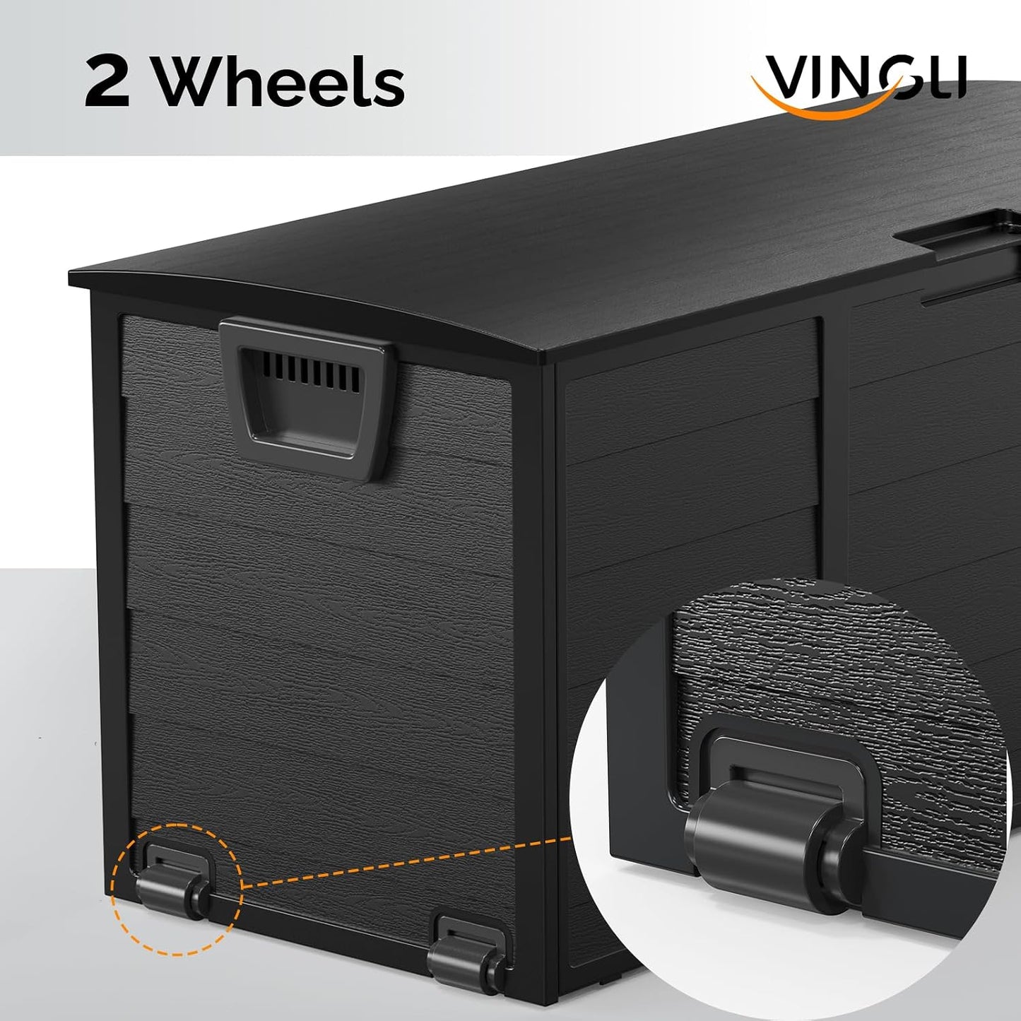 VINGLI 75 Gallon Outdoor Storage Box, Lockable Plastic Storage Containers with Lid, Patio Deck Box Furniture for Garden, Pool, Balcony, Yard (Coffee)