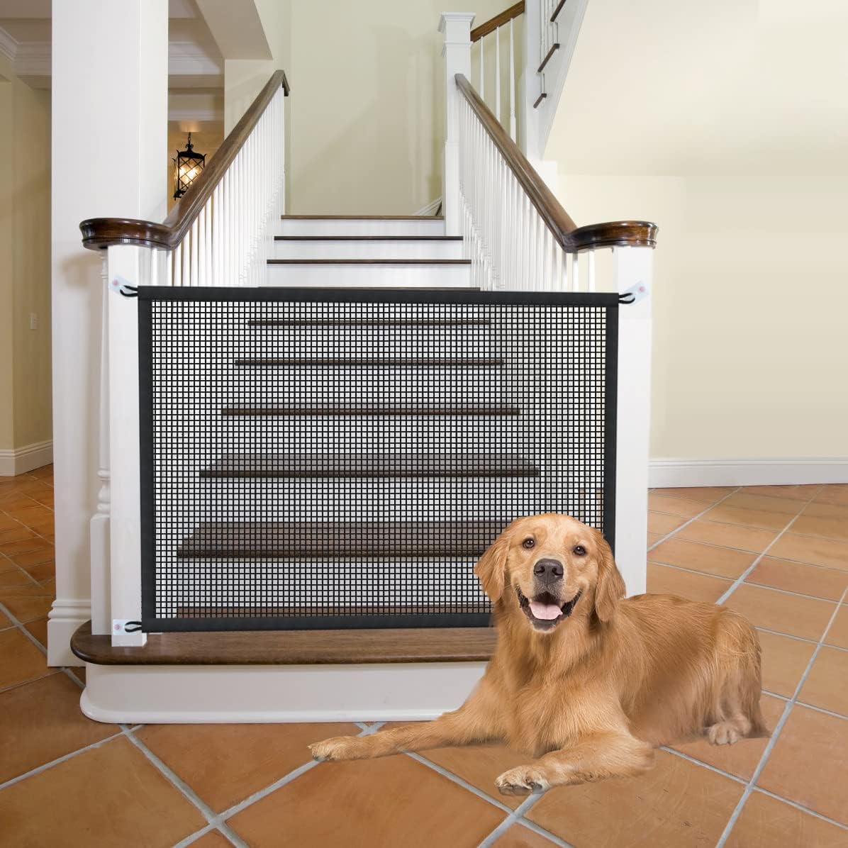 Cupount Dog Screen Mesh Gate for Stairs Pet Gates for The House: for Doorways Stairways Indoor 29 inches Tall, 38 inch Wide, Fits 32-35 inch Openings