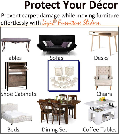 40 Pack Combo Self Stick Furniture Glider for Carpet Furniture Moving Slider Carpet Slider,Self-Adhesive Furniture Slider,Moving Pads Moving Furniture Sliders,Self Adhesive Sliders Furniture Glides