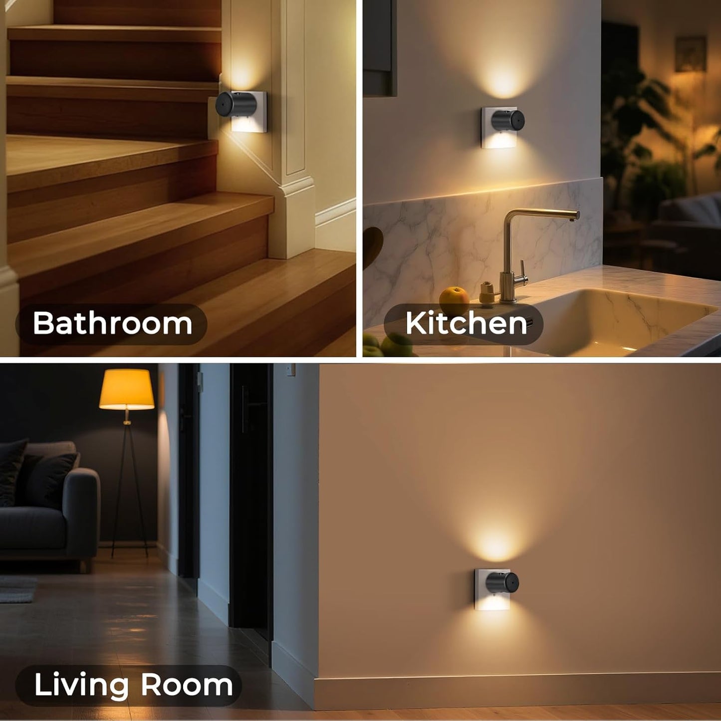 TSEXES LED Motion Sensor Night Lights,Plug-in Motion Activated Night Light,5000K Daylight,Bedroom, Hallway,Bedroom,Kitchen, Stairways, Non-Dimmable,4 Pack