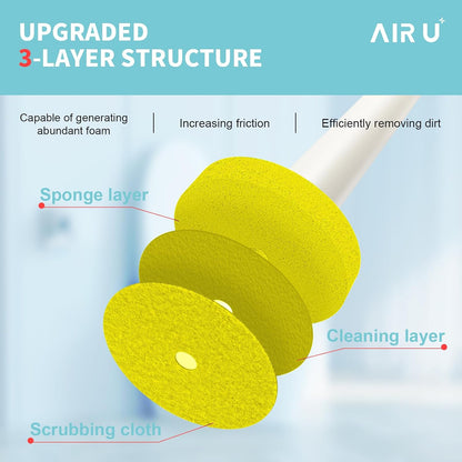 AIR U+ Disposable Toilet Brush, Toilet Bowl Cleaning System with 24 Count Wand Refill, Clean Brush Starter Kit with 1 Toilet Wand, 1 Storage Caddy and 1 Fragrant Tablet (1 + 24)