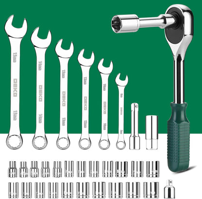 DEKOPRO 228 Piece Socket Wrench Auto Repair Tool Combination Package Mixed Tool Set Hand Tool Kit with Plastic Toolbox Storage Case