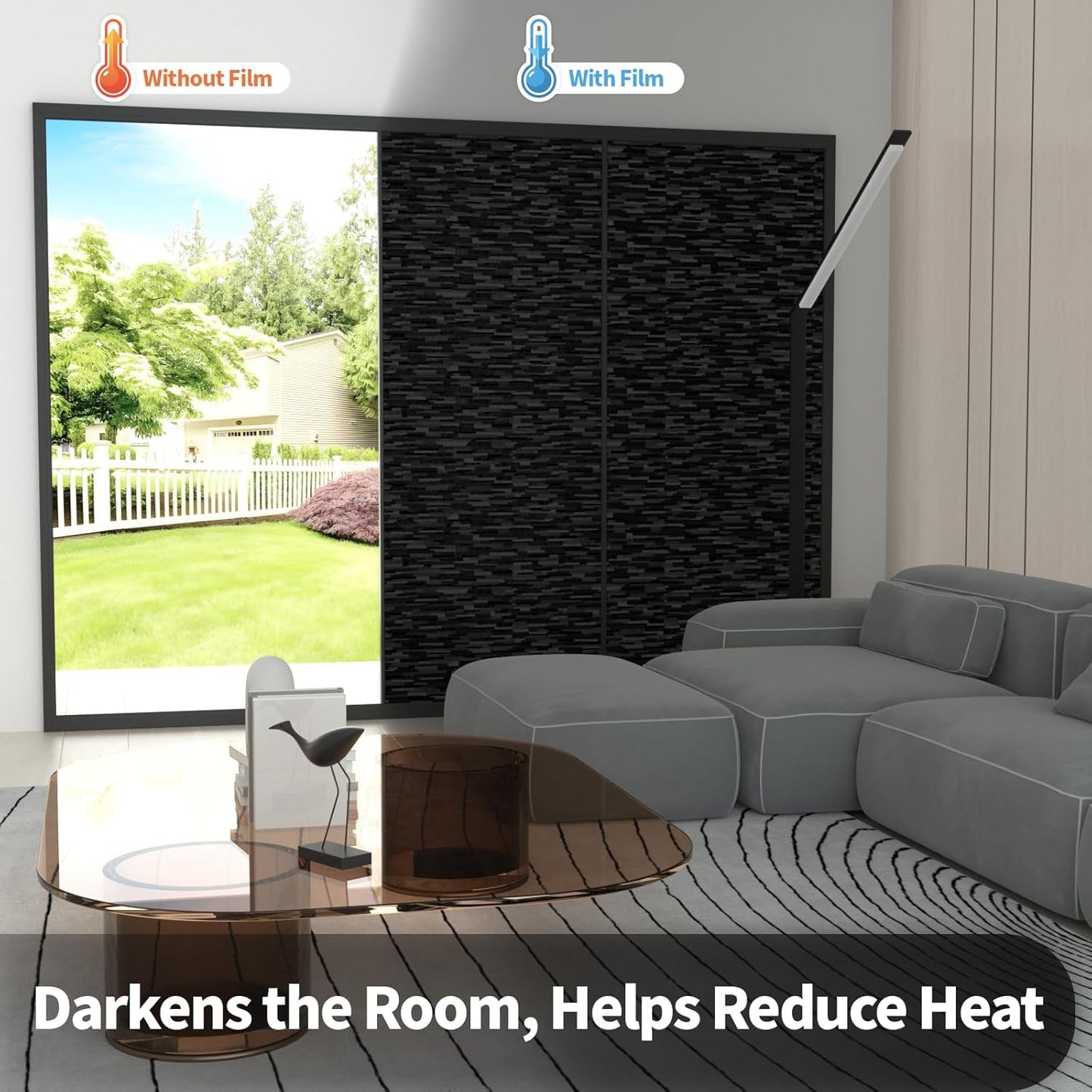 GTJ Frosted Window Privacy Film, Static Cling No Glue Removable Reusable, UV Blocking Glare & Heat Reduction, for Bathroom Glass Door Home Office, 17.5" x 78.7"in
