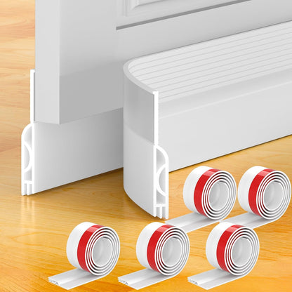 Door Draft Stopper, Door Sweep for Bottom of Door, Weather Stripping Door Seal Gap Filler Bottom Blocker Soundproof Cold Air Insulation Save Energy Installs Quickly and Easily (White, 39‘’)