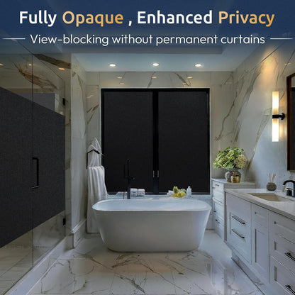rabbitgoo Window Privacy Film for Glass Windows with Kit Decorative Clings UV Blocking Heat Control Static Cling Removable Bathroom Bedroom Door Home Coverings Pure, 17.5 X 78.7 inches