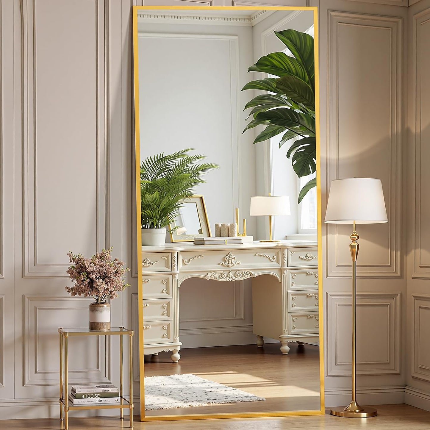 OLIXIS 64"x 21.5" Arched Mirror Full Length, Full Body Mirror with Stand, Hanging or Leaning for Wall, Floor Standing with Shatter-Proof Glass for Bedroom, Living Room, Long, Black