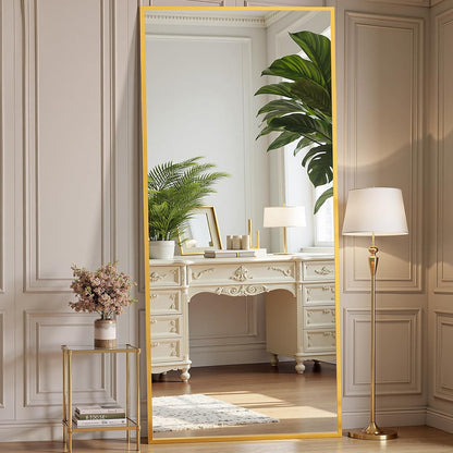 OLIXIS 64"x 21.5" Arched Mirror Full Length, Full Body Mirror with Stand, Hanging or Leaning for Wall, Floor Standing with Shatter-Proof Glass for Bedroom, Living Room, Long, Black