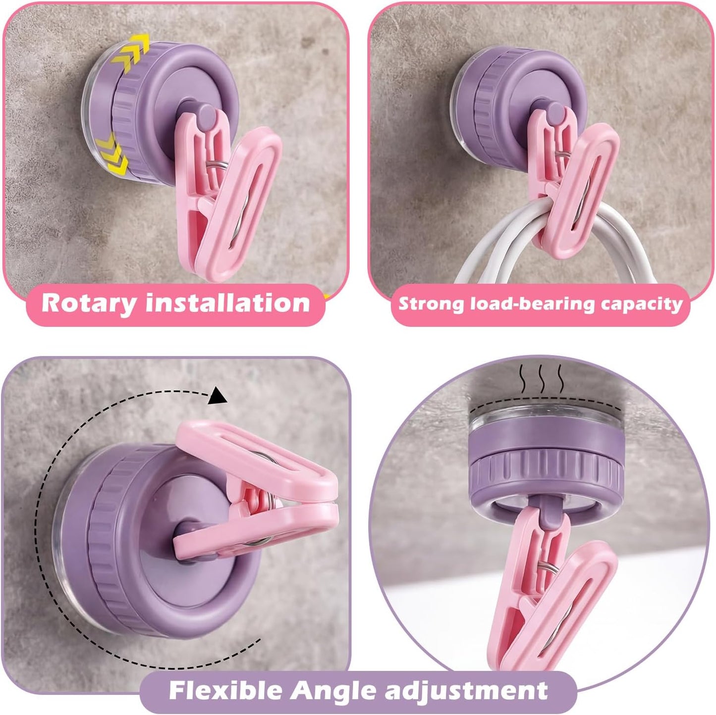 Geelin Dish Glove Clip with Suction Cup Easy Install Removable Transparent Plastic Wall Mounted Hook for Kitchen Use Space-Saving Washable Design for Dish Gloves Towels(2 Pcs)
