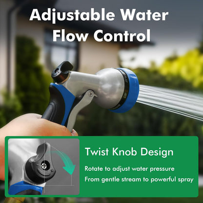 RESTMO Garden Hose Nozzle, Heavy Duty Metal Water Hose Nozzle with 7 Adjustable Spray Patterns, High Pressure Hand Sprayer with Flow Control for Watering Plants & Lawns, Washing Cars & Pets