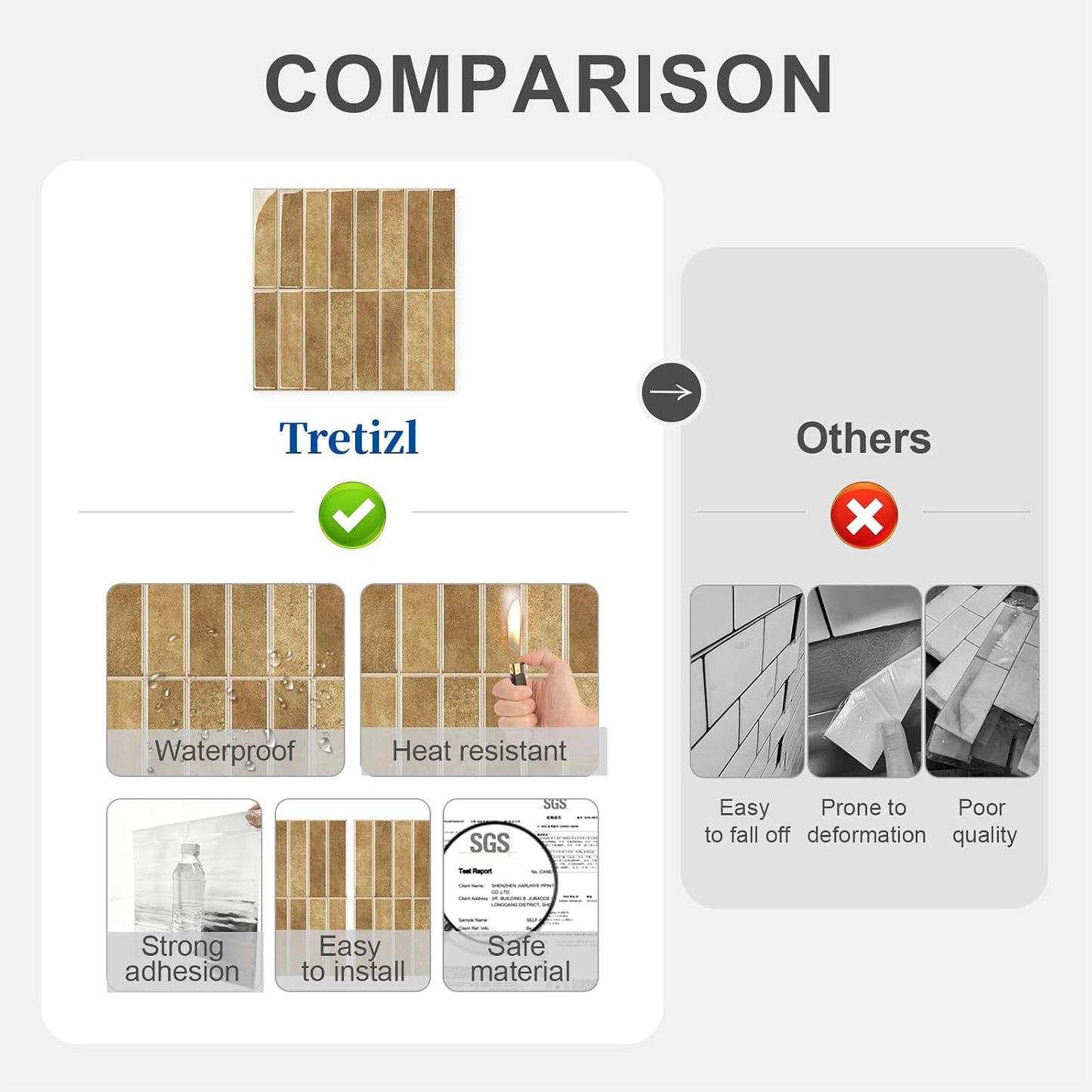 10 Sheets Thicker Design Peel and Stick Backsplash, Self Adhesive Wall Tiles, Stick on Backsplash for Kitchen and Bathroom, 11.8"x11.8",Beige