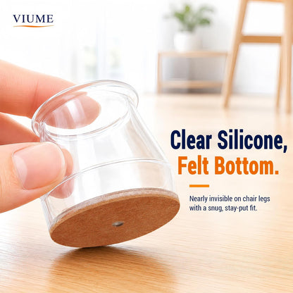 VIUME 24 Pcs Chair Leg Floor Protectors for Hardwood Floors Silicone Covers Felt Pads Furniture Leg Caps Anti-Scratch Reduce Noise Fit (1-5/16" to 2")
