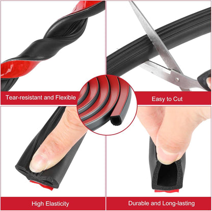 Pangda 13Ft D Shape Rubber Weather Stripping Foam Self-Adhesive EPDM Seal Strip for Noise Reduction Waterproof Dustproof for Cars Boats RVs Windows Doors (3/4" W x 3/4" H)