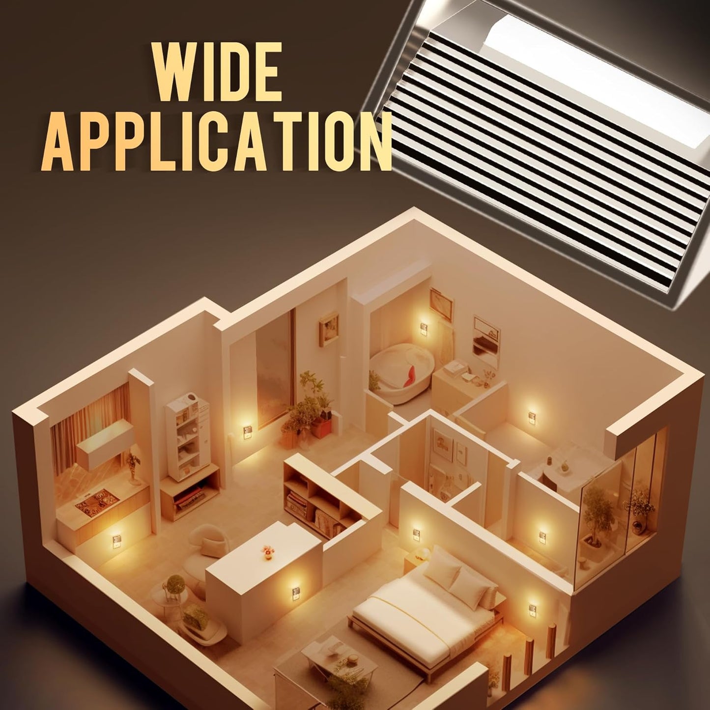 DORESshop LED Motion Sensor Night Light [2 Pack], Plug in Night Light, Dusk to Dawn Night Light Motion Sensor, 3 Level Brightness Adjustable Night Lights for Adults, Bedroom, Bathroom, Hallway, 3000K