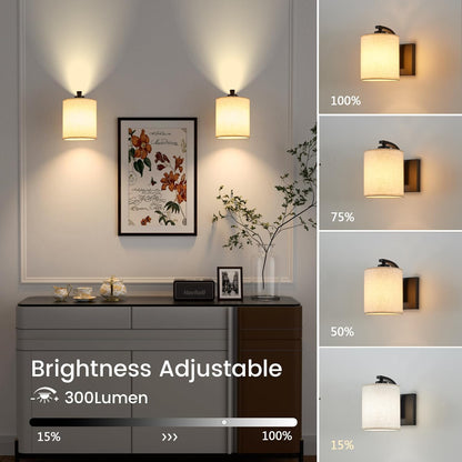 Battery Operated Wall Sconce Set of 2, Brushed Gold Rechargeable Wall Lights with Remote Control and Dimmable LED Bulbs, 13 Light Colors Wireless Wall Lamps for Bedroom Living Room Hallway (Gold)