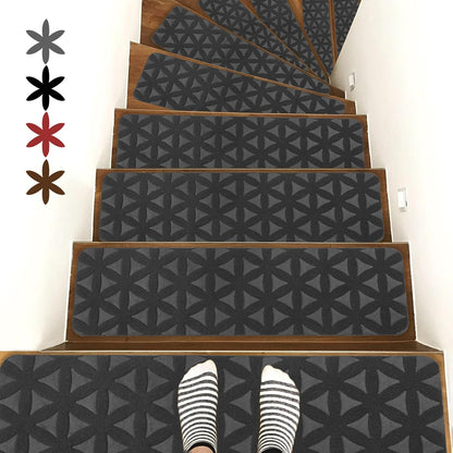 RIOLAND Stair Treads Carpet Non-Slip Indoor Stair Runners for Wooden Steps, Stair Rugs for Kids and Dogs, Set of 15, 8" X 30", Gray