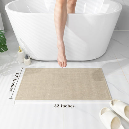 chakme Bathroom Rugs Mat 24x17, Ultra Thin Non Slip Bath Mat Small Quick Dry Absorbent Bath Mat for Bathroom Floor, (Dark Beige, 24"x17")