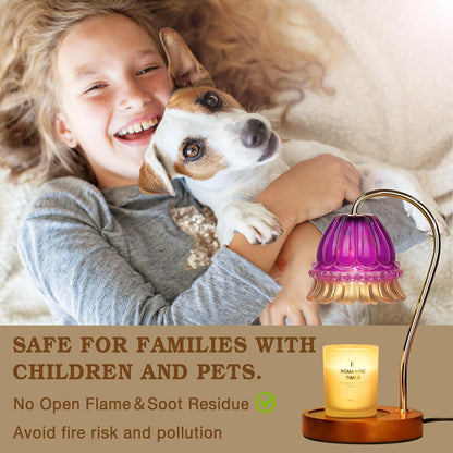 Funistree Flower Candle Warmer Lamp with Timer, Dimmable Candle Lamp Warmer, Christmas Birthday Gifts for Women Mom Her, Housewarming Home Decor, Lotus Wax Warmer for Yankee Candles - Lily Amber