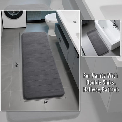 Yimobra Memory Foam Bath Mat, Super Soft Absorbent Bathroom Rug Non Slip, Quick Dry, Machine Washable Floor Carpet for Tub Shower, Home Decor Accessories, 24x17, Grey
