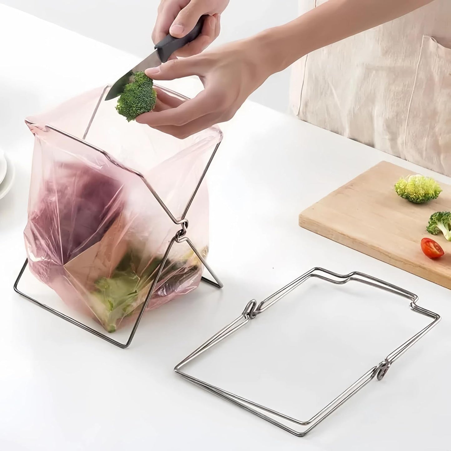 Small Trash Bag Holder Foldable Portable Trash Bag Holder Stand Small Garbage Bag Rack for Kitchen Shelf Food Storage and Plastic Bag Organizer 5.82 oz 2Piece Set