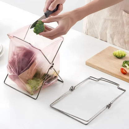 Small Trash Bag Holder Foldable Portable Trash Bag Holder Stand Small Garbage Bag Rack for Kitchen Shelf Food Storage and Plastic Bag Organizer 5.82 oz 2Piece Set